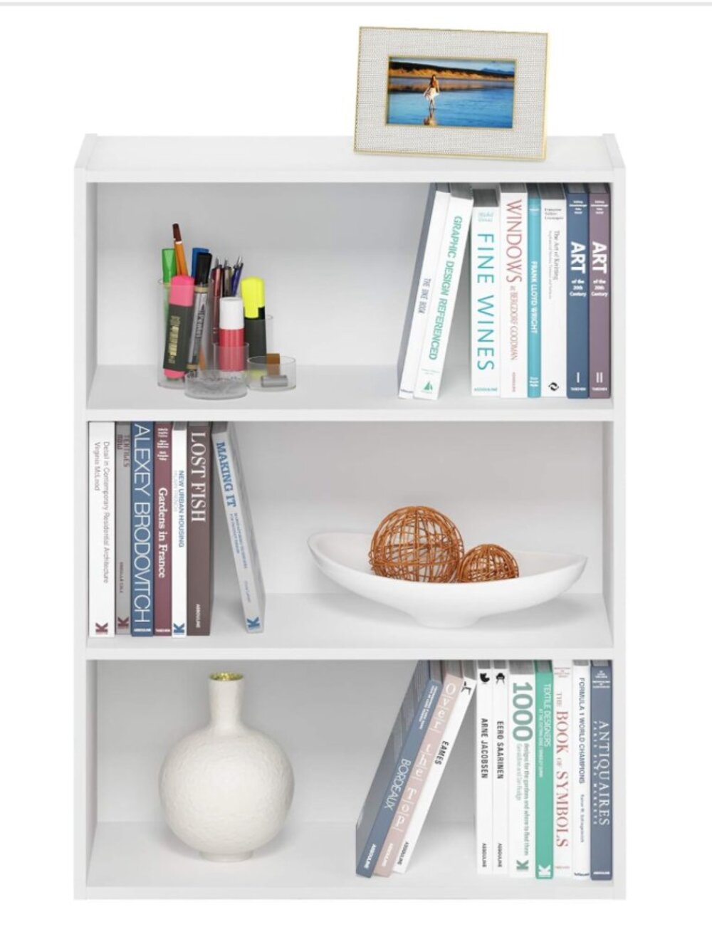 Furinno 3-Tier Bookcase with Adjustable Shelves for Study, Home Office, and Kids